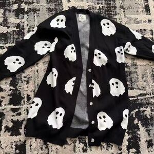 Women’s ghost Halloween long cardigan sweater size small medium